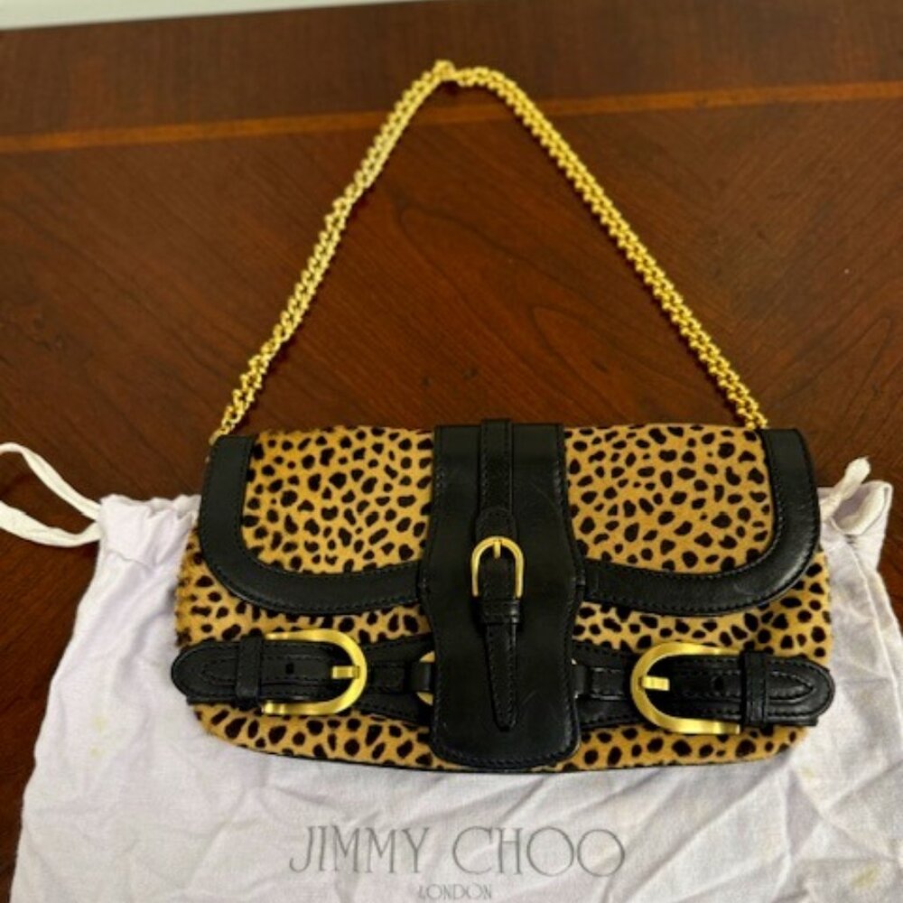 JImmy Choo Leopard Print Fur Purse